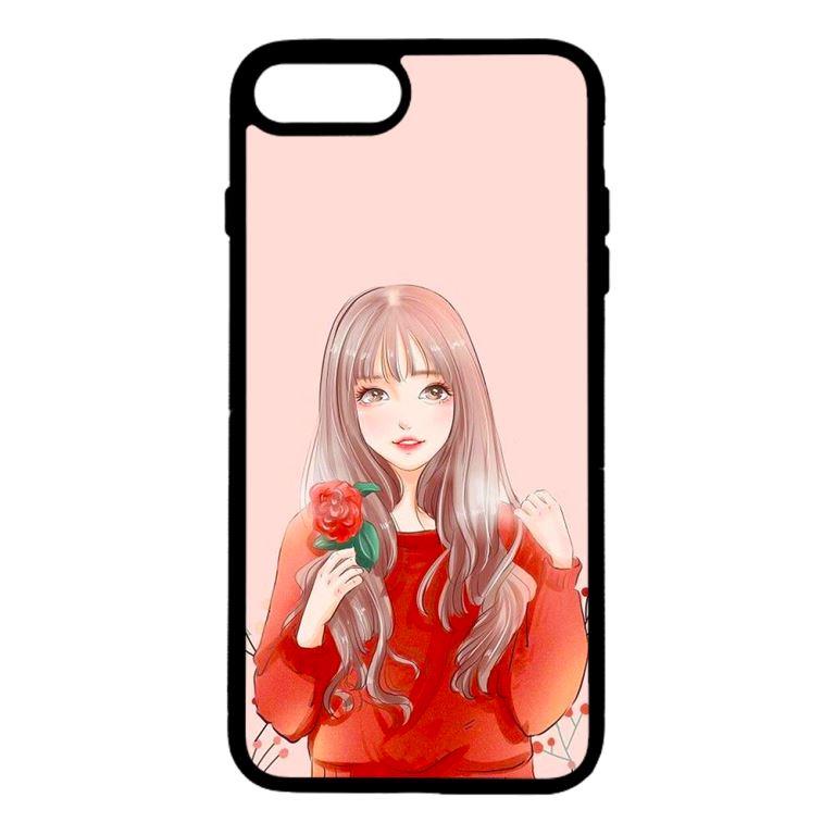 Ốp lưng dành cho điện thoại Iphone 7 Plus Cô Gái Cầm Hoa