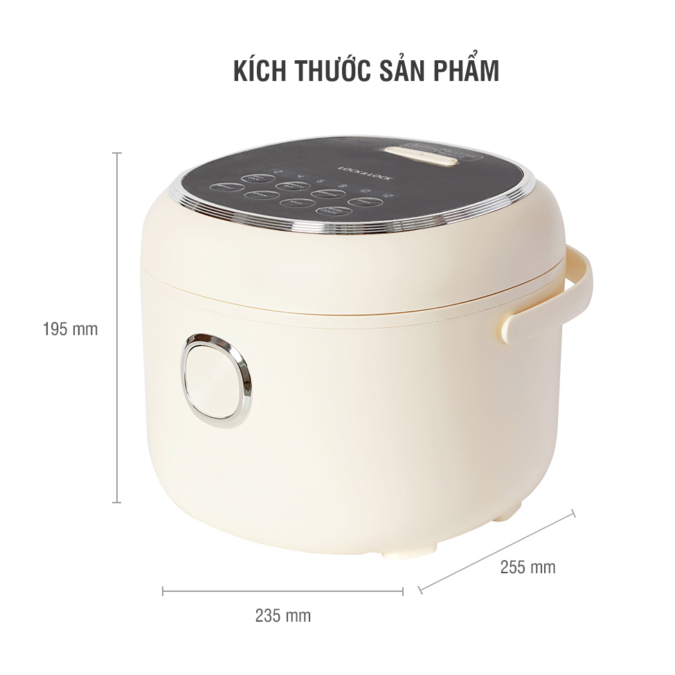 Nồi Cơm Điện Tử Lock&Lock EJR716IVY 0.8L - Hàng Chính Hãng, Dây Điện Có Thể Tháo Rời, Có Quai Xách, Tặng Kèm Ống Hút Và Cọ Rửa
