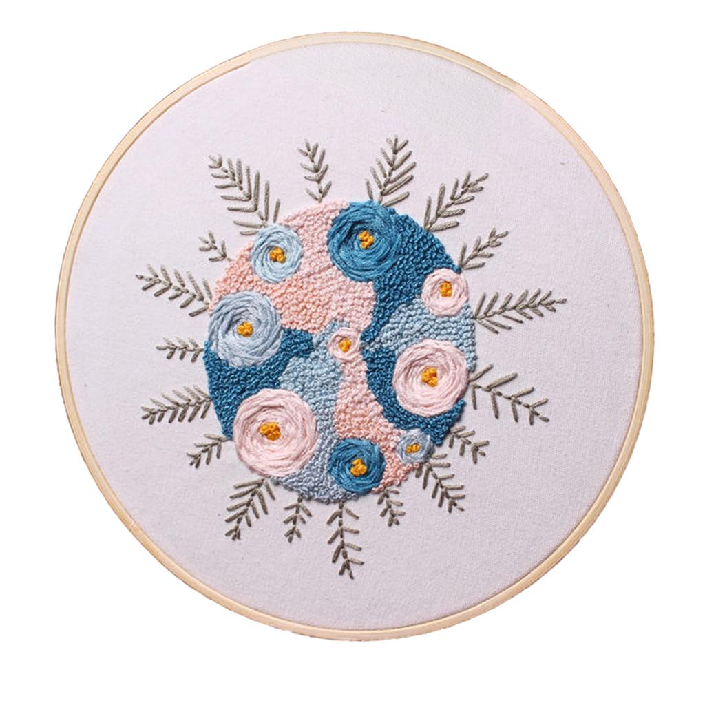 Embroidery Starter Kit Flower Pattern Cross Stitch Needlework Craft Flower_1