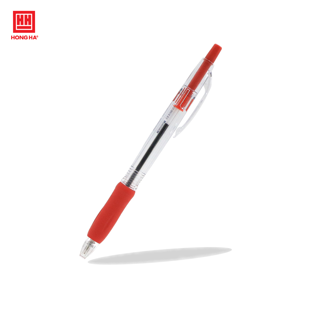 Bút bi bấm Hồng Hà đầu bi 0.7mm nét viết êm, trơn, mực Xanh/Đen/Đỏ tươi sáng - 2468