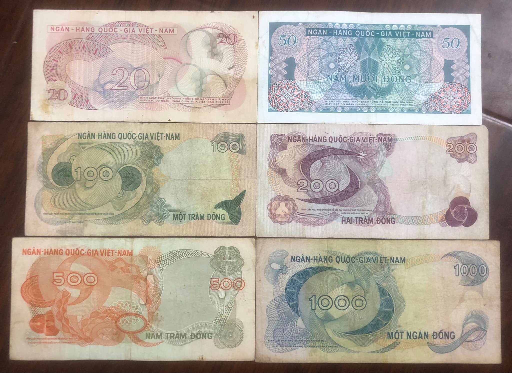 Bộ 6 tờ tiền Hoa văn Việt Nam, tiền xưa sưu tầm
