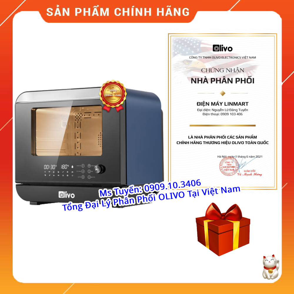 [HÀNG CHÍNH HÃNG] Nồi Chiên Hơi Nước OLIVO SF18 - Thương hiệu Mỹ - Dung Tích 18L - Công Suất 2450W (OLIVO SF 18)