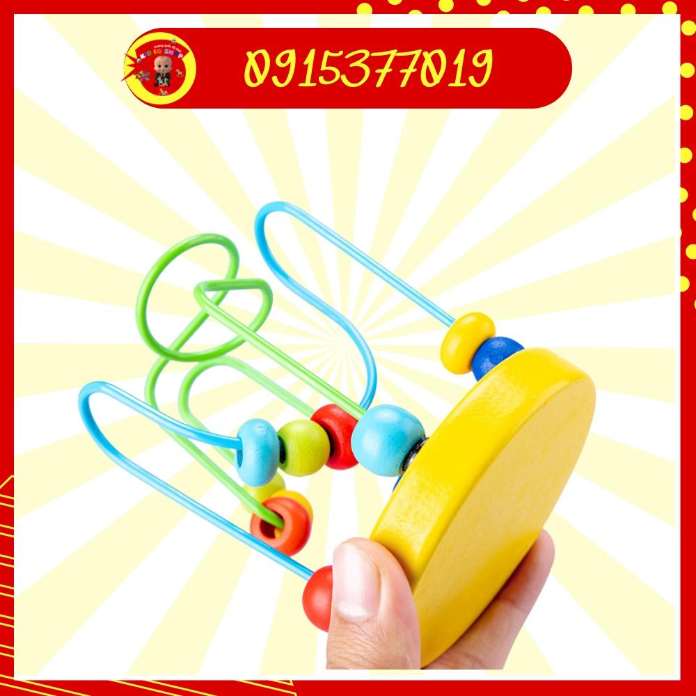Bộ đồ chơi luồn hạt gỗ tròn rèn luyện kỹ năng khéo léo kiên nhẫn cho bé Kid IQ