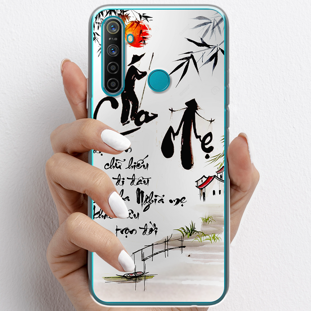 Ốp lưng cho Realme 5 Pro nhựa TPU mẫu Thư pháp cha mẹ
