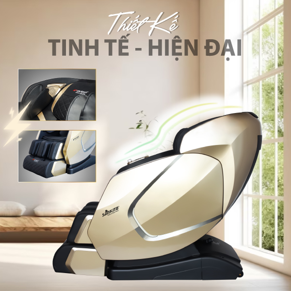 Ghế massage toàn thân Sankito S-70 công nghệ 5D bi cố định hệ thống nhiệt hồng ngoại, chế độ không trọng lực hiện đại