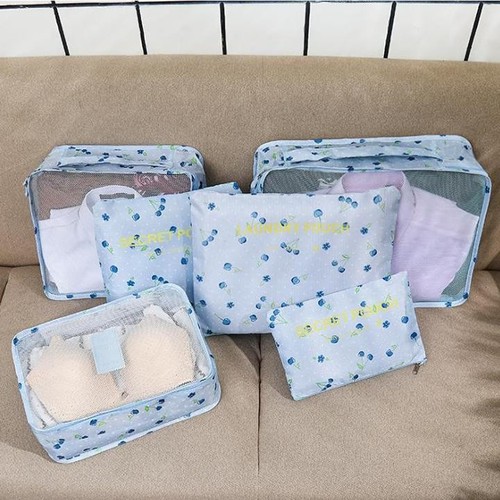 Set túi du lịch 6 túi Floral Clothes Pouch họa tiết
