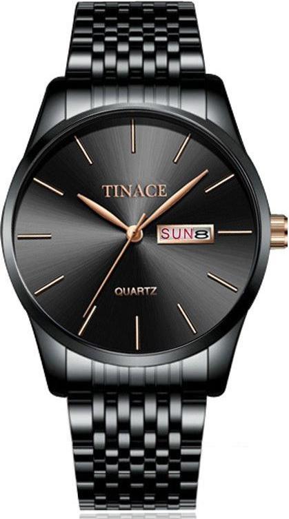 Đồng hồ nam cao cấp TINACE TN1858 dây thép không gỉ sắc đen lịch lãm (dây đen-mặt đen)