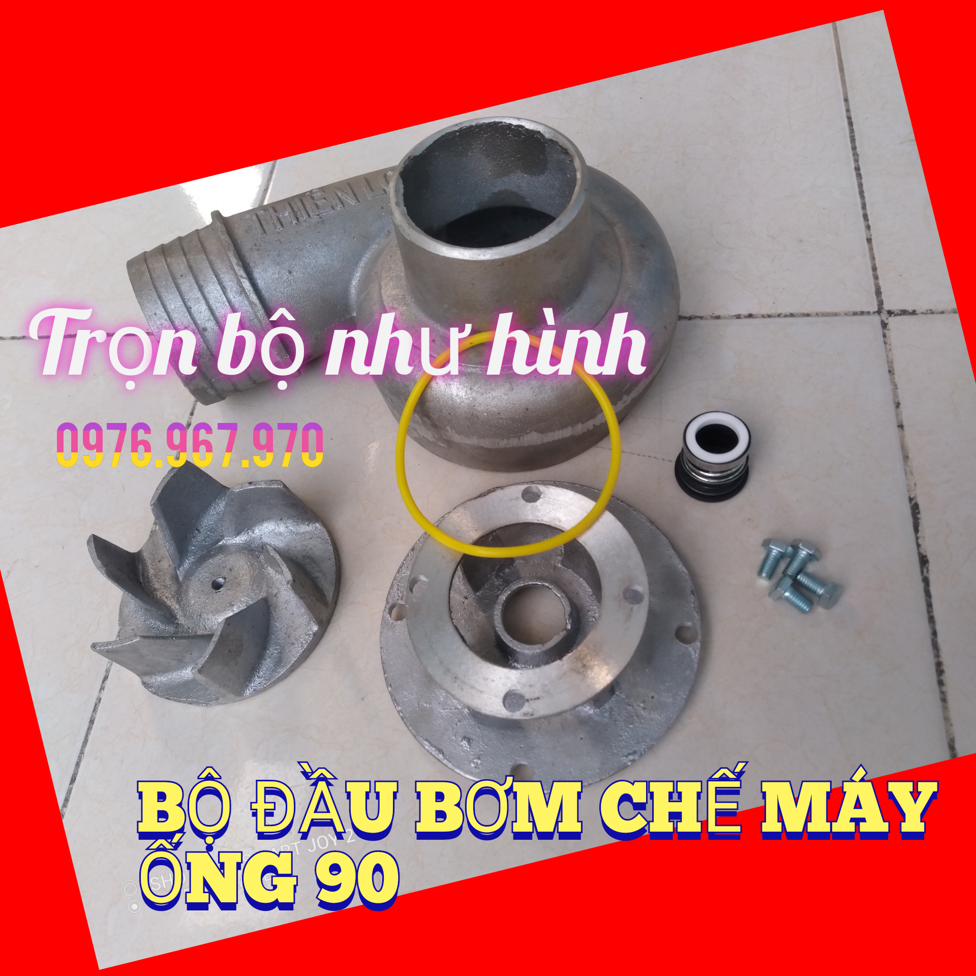 Đầu bơm nước chế đầu nổ va moto điện sang ống 90mm