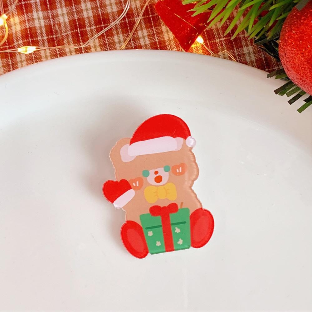 Ghim cài áo bằng Acrylic hình hoạt hình phong cách giáng sinh dễ thương