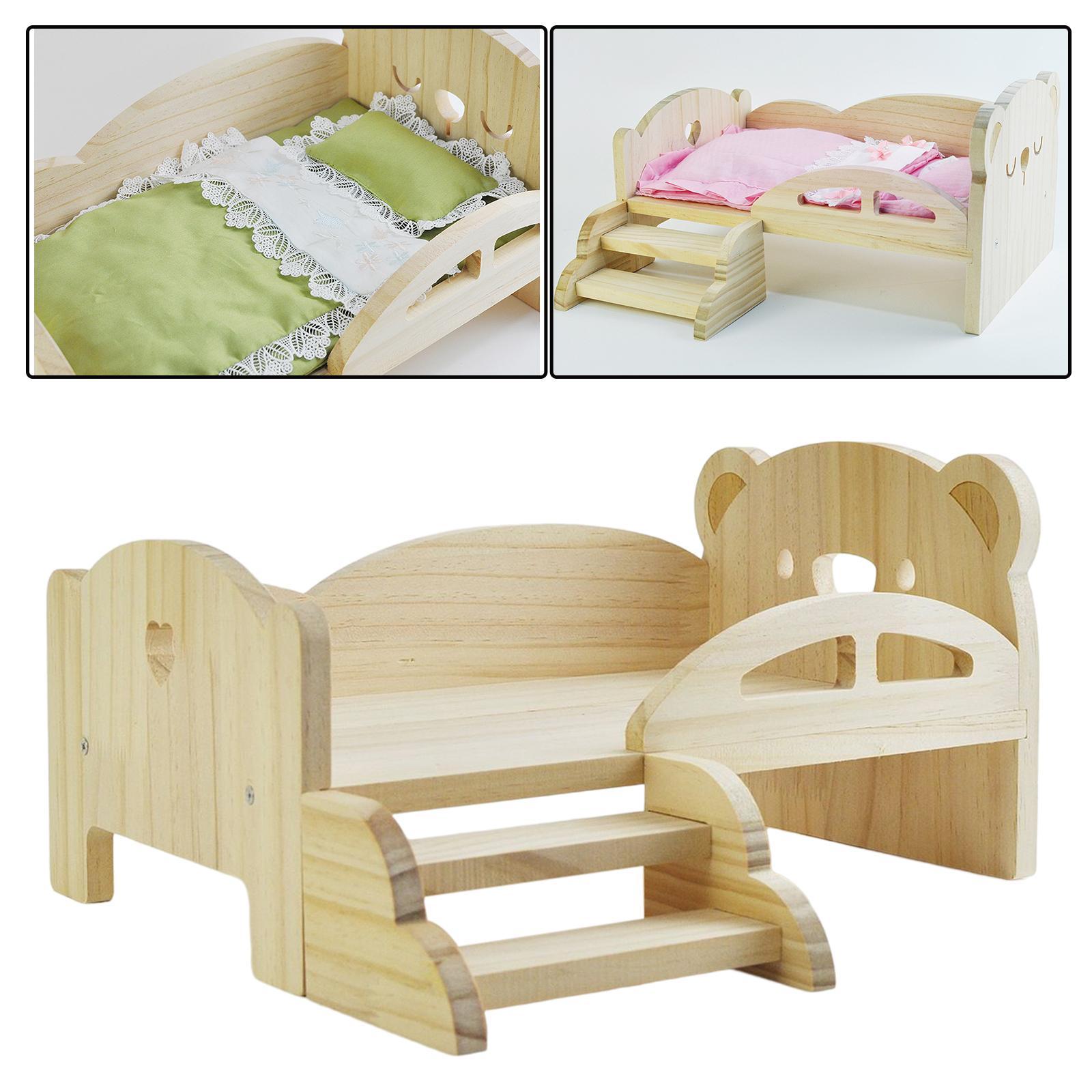 Doll Miniature Bed with Stairs Fashion Doll Play for 1:6 Doll Accessories Bear