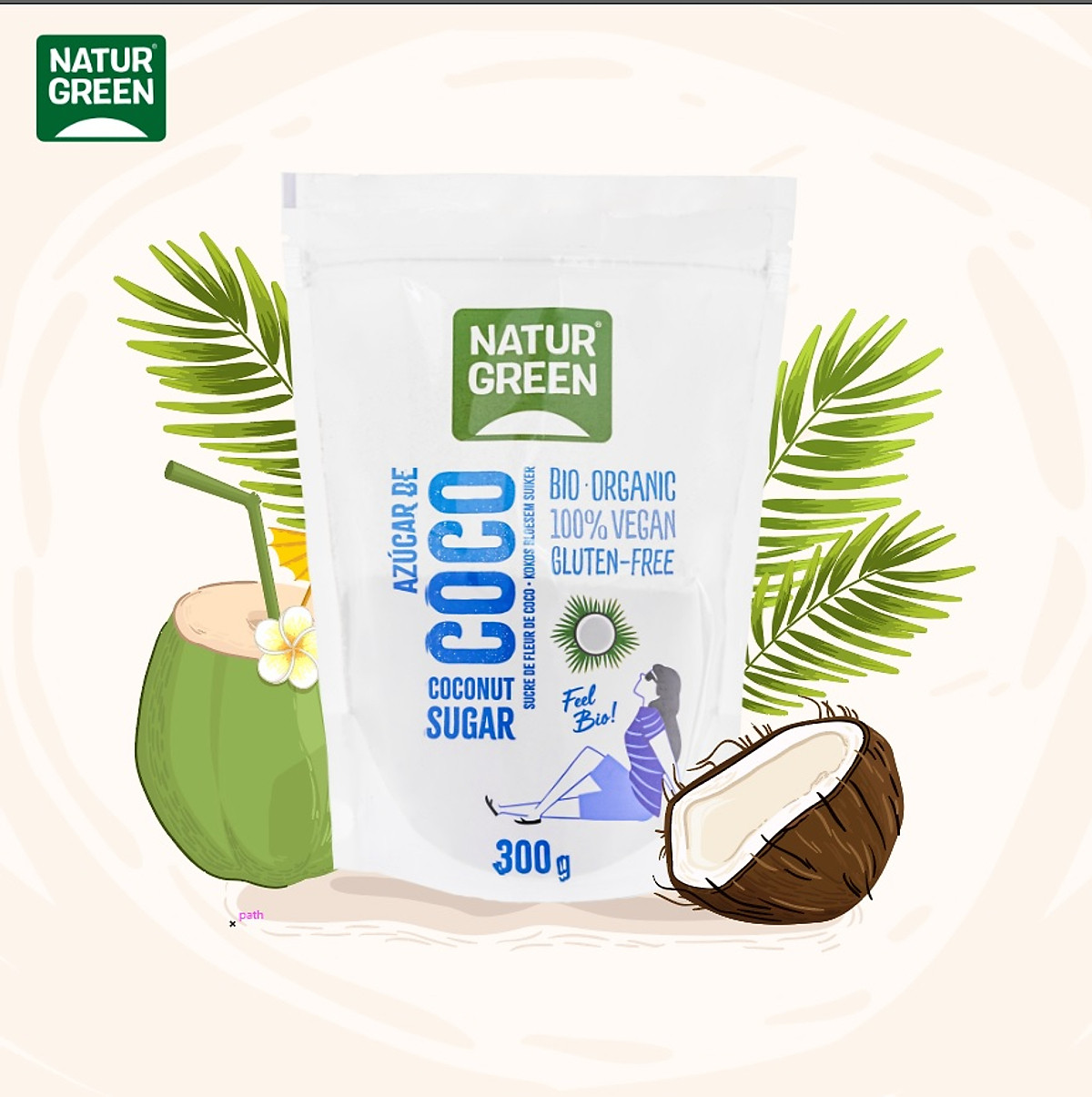 Đường Dừa Hữu Cơ NaturGreen Organic Coconut Sugar 300g