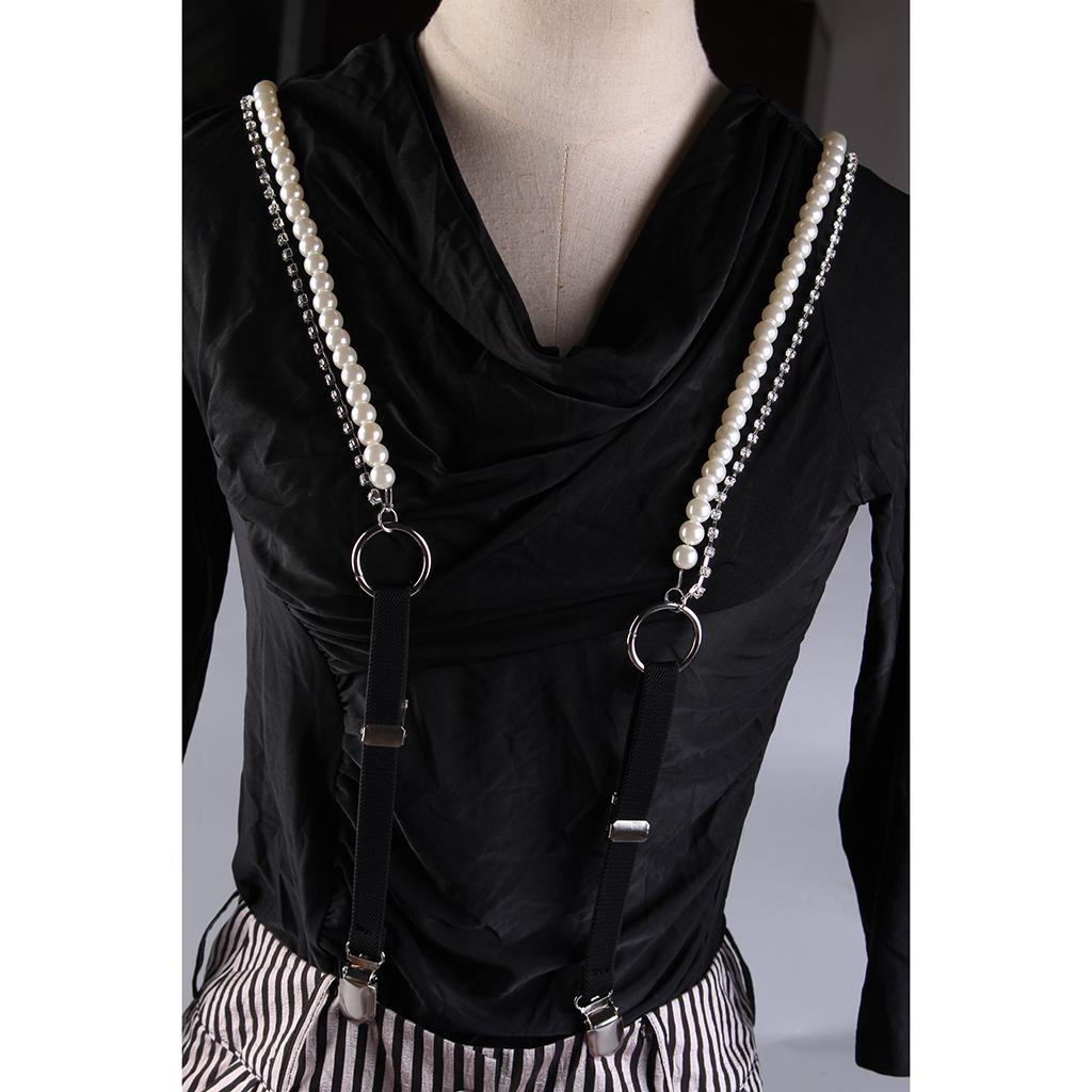 Black+White Suspenders Women Y-back Trousers Adjustable Shirt Braces
