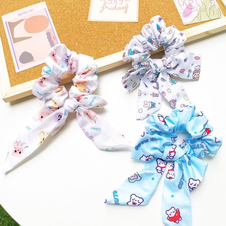 Cột tóc scrunchies nơ dễ thương
