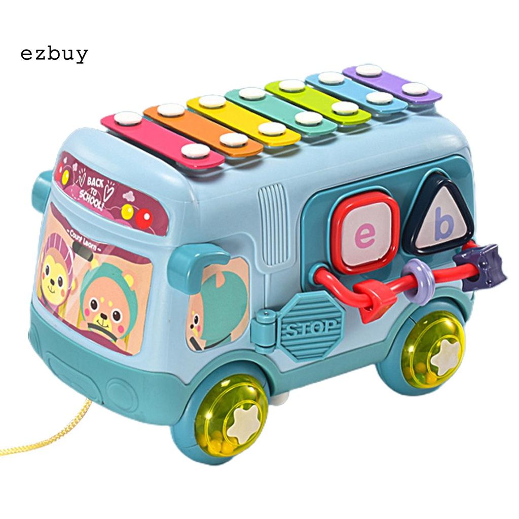 Different Colors Matching Early Education Toy Multifunctional Enlightenment Knock Piano Bus Crawling Training for Indoor