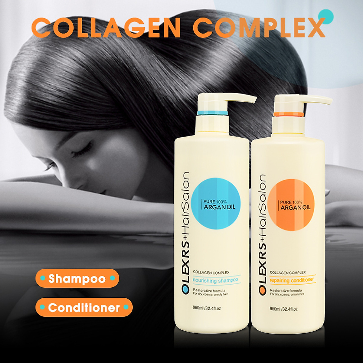 Dầu gội xả ***Olexrs*** Hair Salon 960ml, phục hồi ngừa rụng kích mọc tóc *MỀM MƯỢT* NGĂN GÃY RỤNG MỌC TÓC