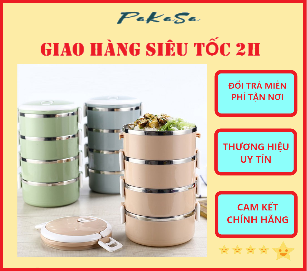 Hộp Cơm ( Cà Mèn ) Giữ Nhiệt Nhiều Tầng Có Thể Tách Rời Thành 1/2/3 Tầng Tùy Theo Nhu Cầu Mỗi Lần Sử Dụng - Hàng Chính Hãng