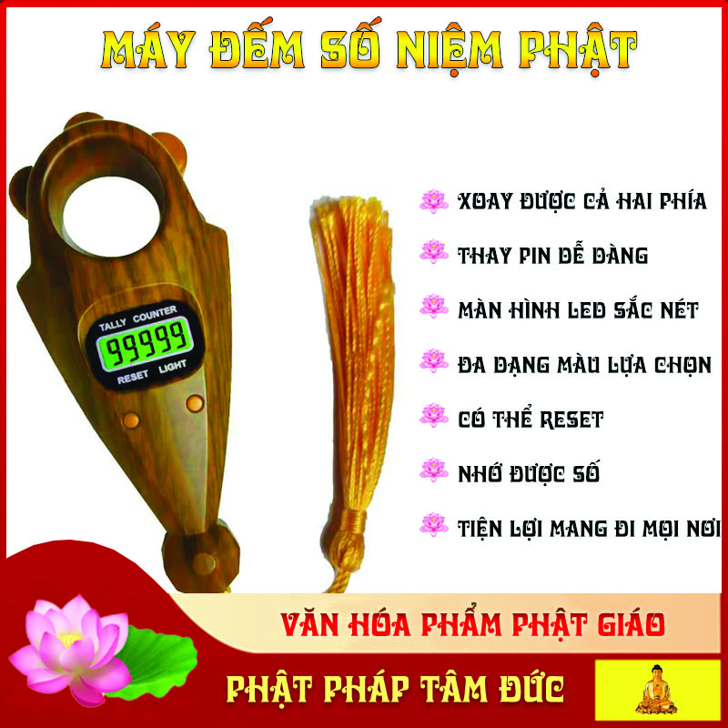 Máy Đếm Số Niệm Phật, Máy Bấm Đếm Số Niệm Phật, Tràng Hạt Điện Tử Niệm Phật Kí Số - Màn Led, nhớ số cao cấp