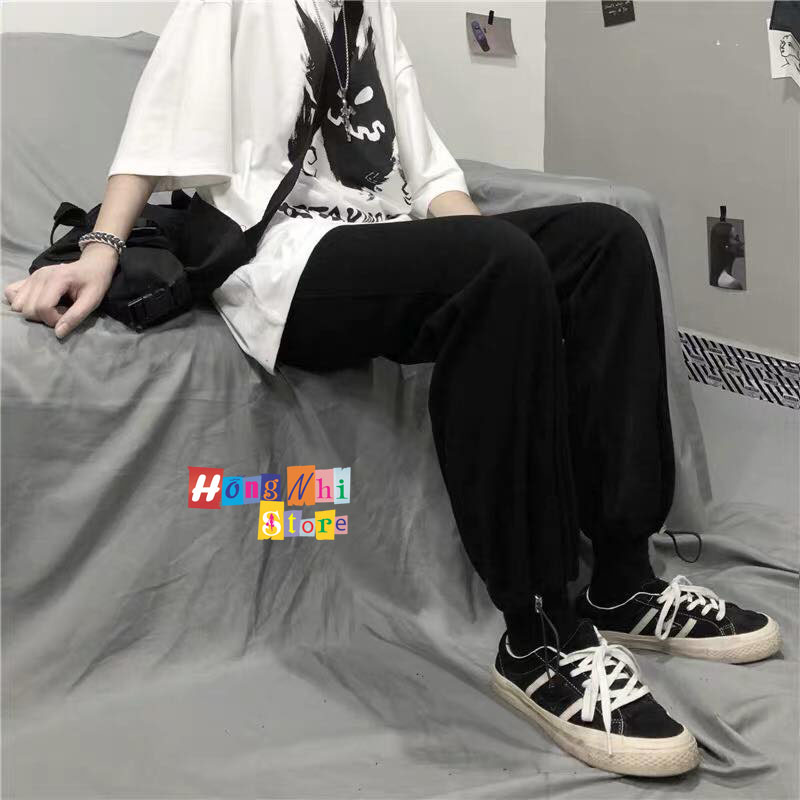 Quần Jogger Thun Dài Dây Rút Lai Màu Đen Long Basic Pant - Jogger Dây Rút Unisex - MM