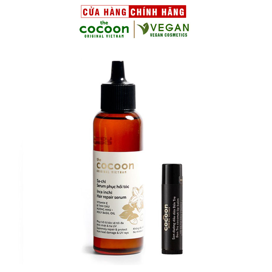 Bộ Serum Sa-chi phục hồi tóc Cocoon 70ml + Son dưỡng môi dầu dừa Bến Tre Cocoon 5g