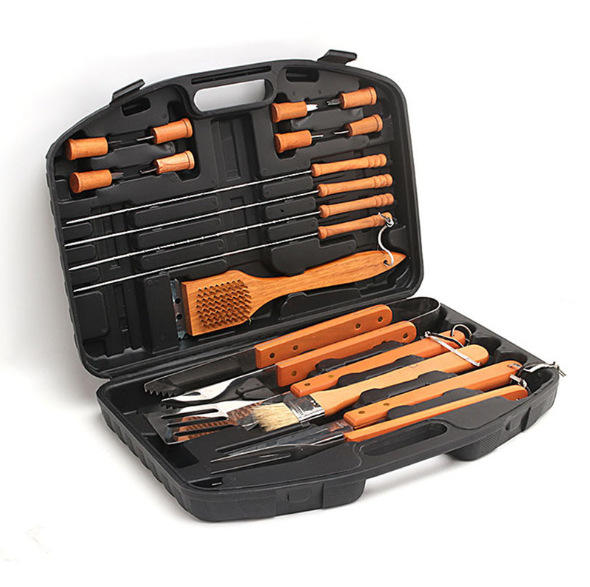 Bộ dụng cụ nướng BBQ bằng gỗ HC-1001 18 món Wood BBQ Grill Tool Set