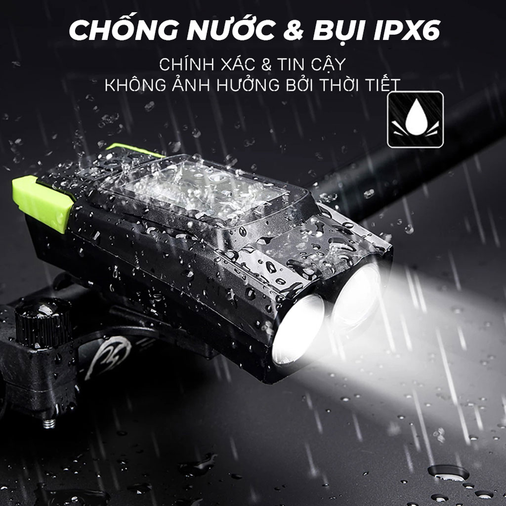 Đèn Xe Đạp 3 in 1 Kết Hợp Đo Tốc Độ Không Dây Và Còi Âm Thanh Lớn 140dB BK1920 4000mAh Cho Xe Đạp Tiện Lợi Mai Lee