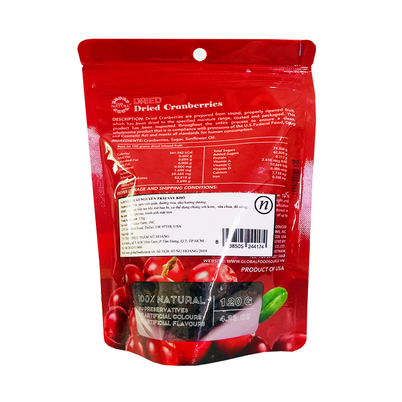 Nam Việt Quât Sấy Khô Only Nature Dried CranBerries