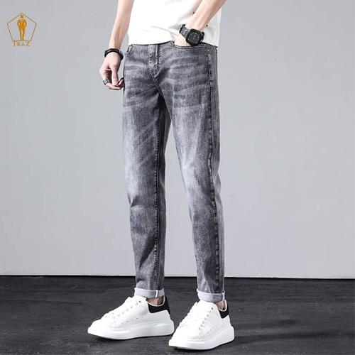 Quần jean nam TRAZ rách gối màu đen trơn chất bò cao cấp co dãn 4 chiều đẹp rin trơn form dáng skinny