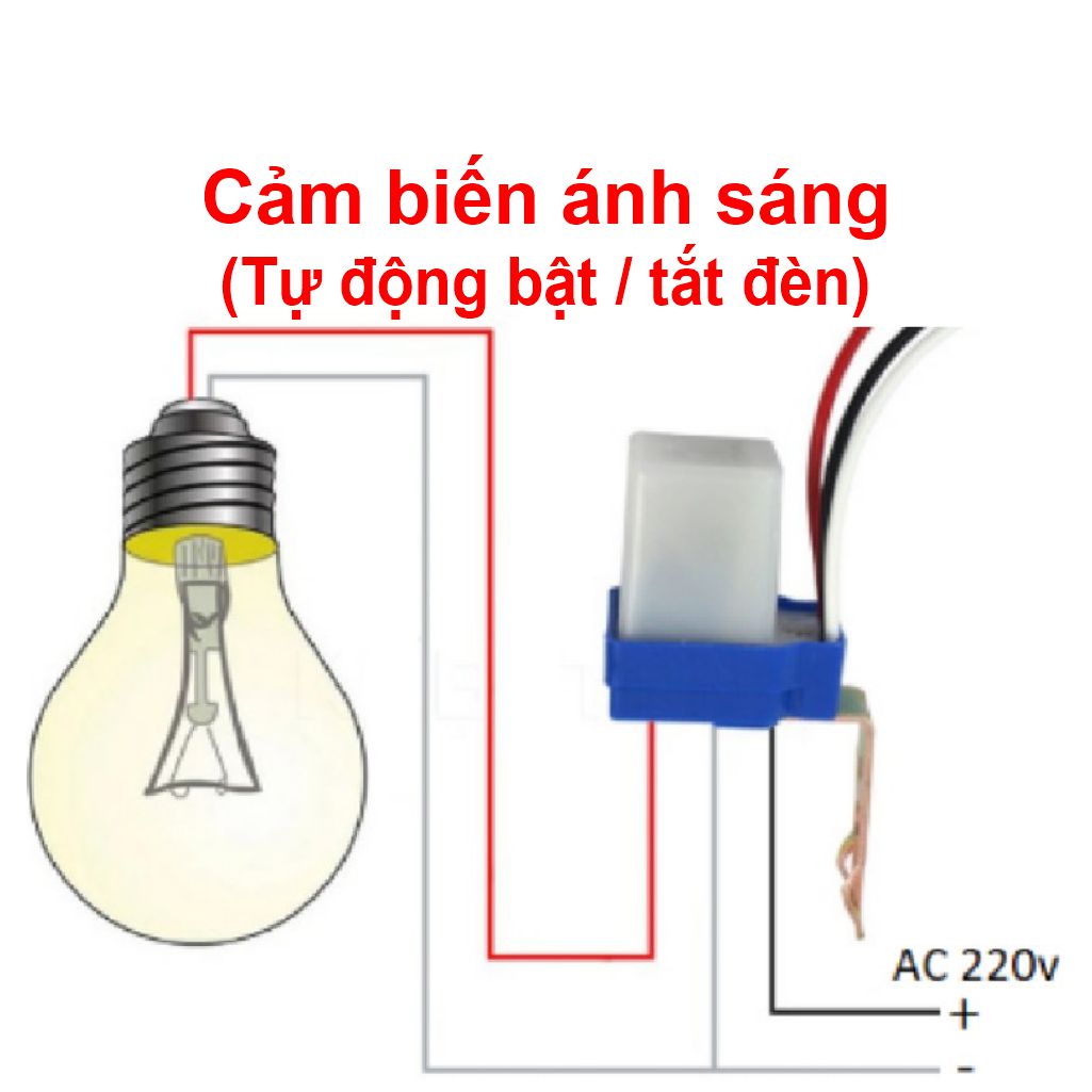 Công tắc cảm biến ánh sáng tự động bật tắt bóng đèn ngoài trời thông minh giúp tiết kiệm điện AS10 AC220V 10A