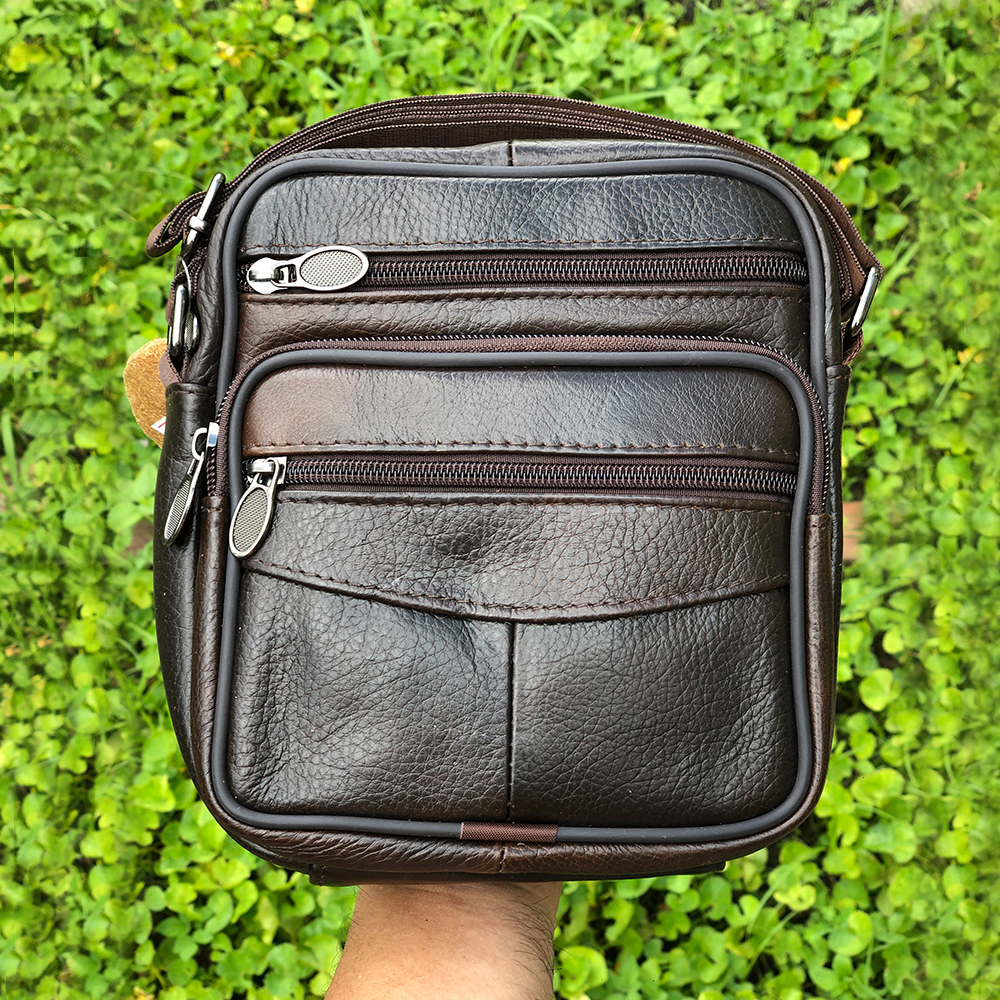 Túi đeo vai nam cỡ vừa da bò thật HBM5