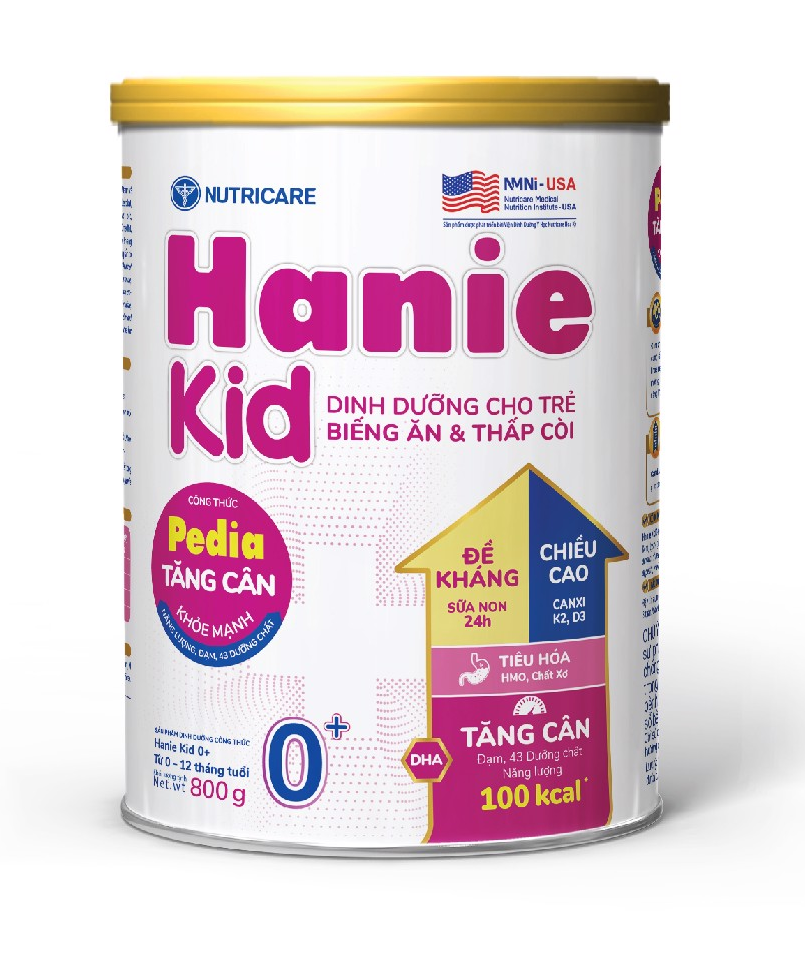 Sữa bột Hanie Kid 0+ lon 800g -  dành cho trẻ biếng ăn & suy dinh dưỡng 0-12 tháng tuổi