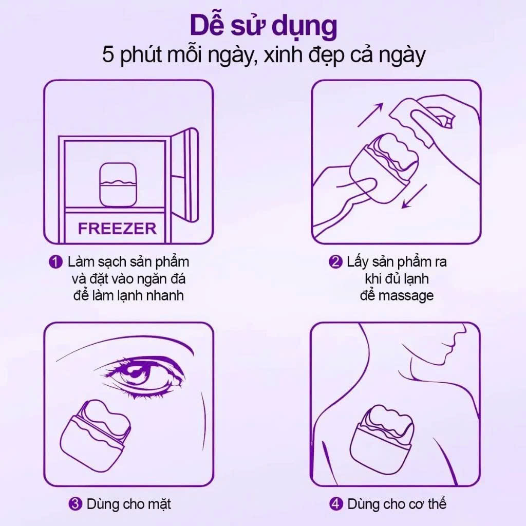 Máy Massage Mặt Làm Đẹp Da Lạnh ICE Giúp Nâng Cơ Mặt, Rửa Sạch Sâu, Tăng Cường Hấp Thụ Tinh Chất Dưỡng Da Kèm Massage Mắt Loại Quầng Thâm Tạo Nét V-Line Cho Mặt - Giao Màu Ngẫu Nhiên