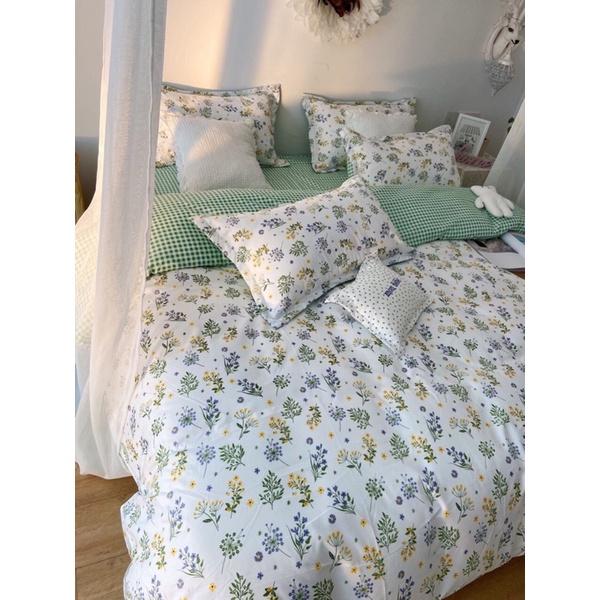 Bộ Chăn Ga Gối Cotton Poly Hoa Nhí Trắng Nàng Thơ