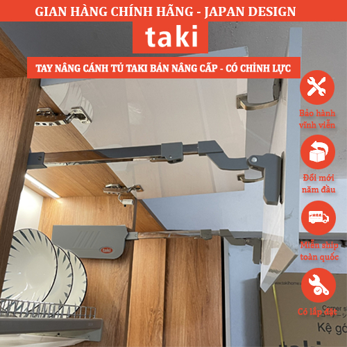 Tay Nâng Cánh Tủ TAKI Bản Nâng Cấp 2025 Mã G225 Có Điều Chỉnh Lực - Phù Hợp Mọi Chất Liệu  - Bảo Hành 10 Năm