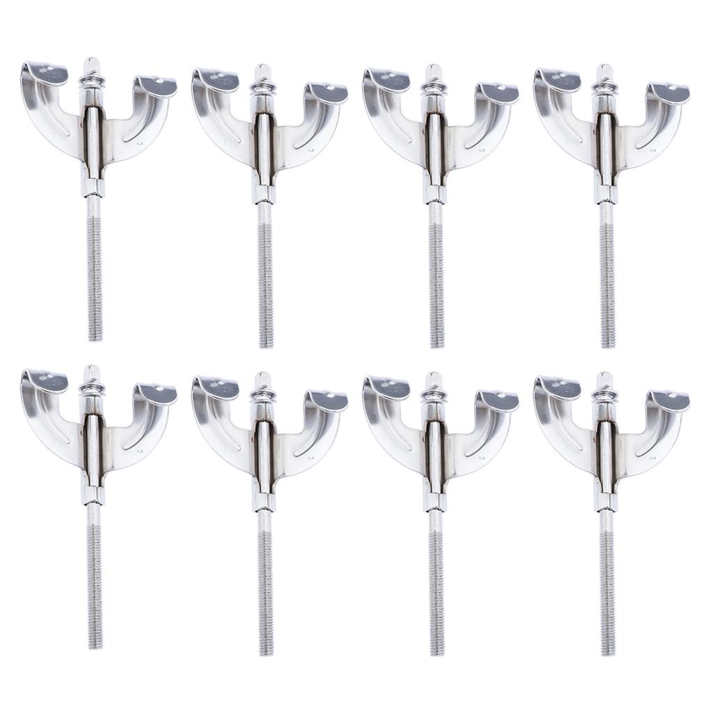 8x Bass Drum Claws & Tension Rods for Drum Assembly Mount Repair Replacement