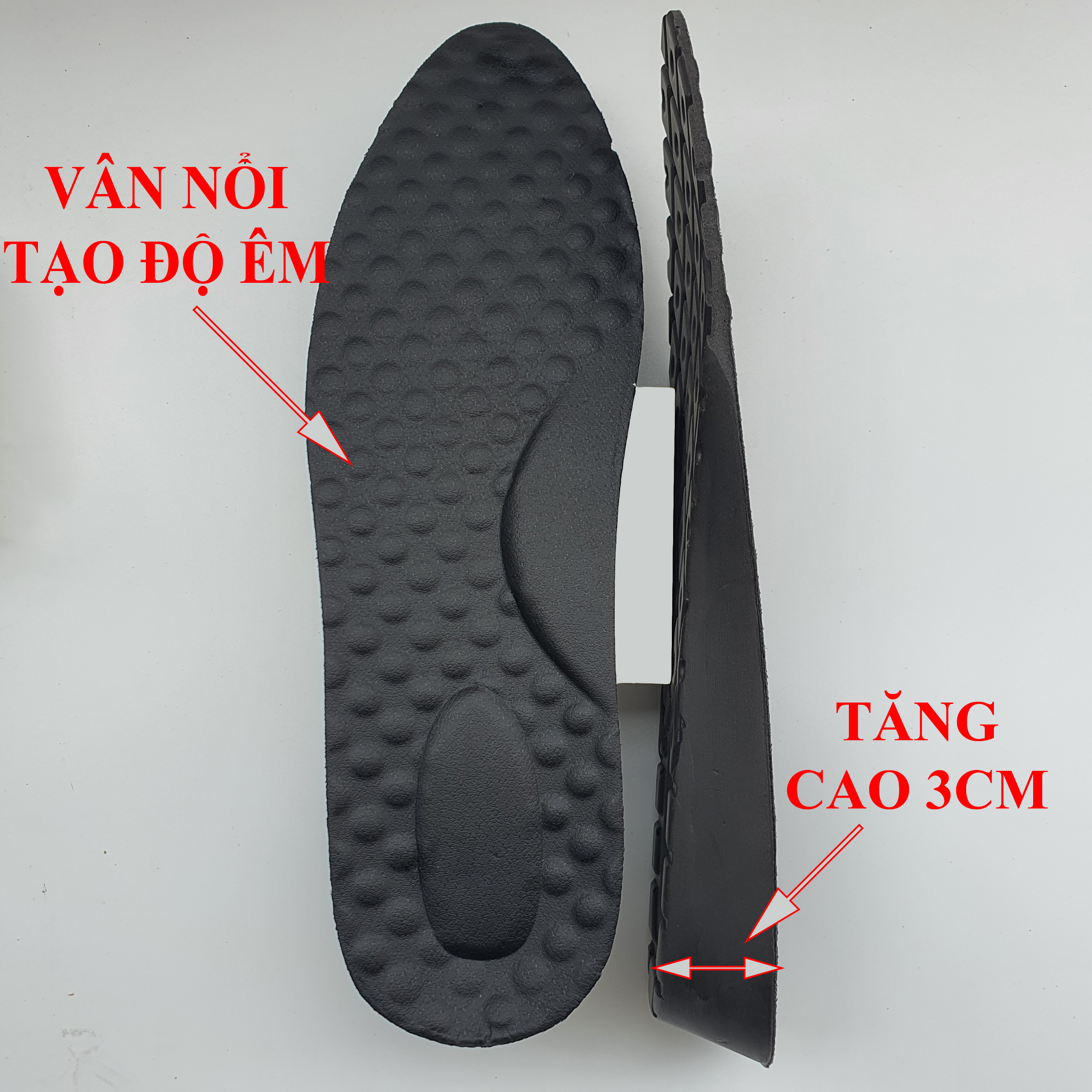 Lót Giày Tăng Chiều Cao 3cm Êm Chân, Thoáng Khí, Tiện Lợi Sử Dụng