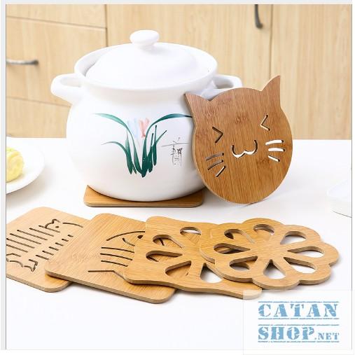 Miếng lót nồi Gỗ, lót cốc chén cách nhiệt chống nóng bằng gỗ Nhiều mẫu siêu Cute GD289-LNGo
