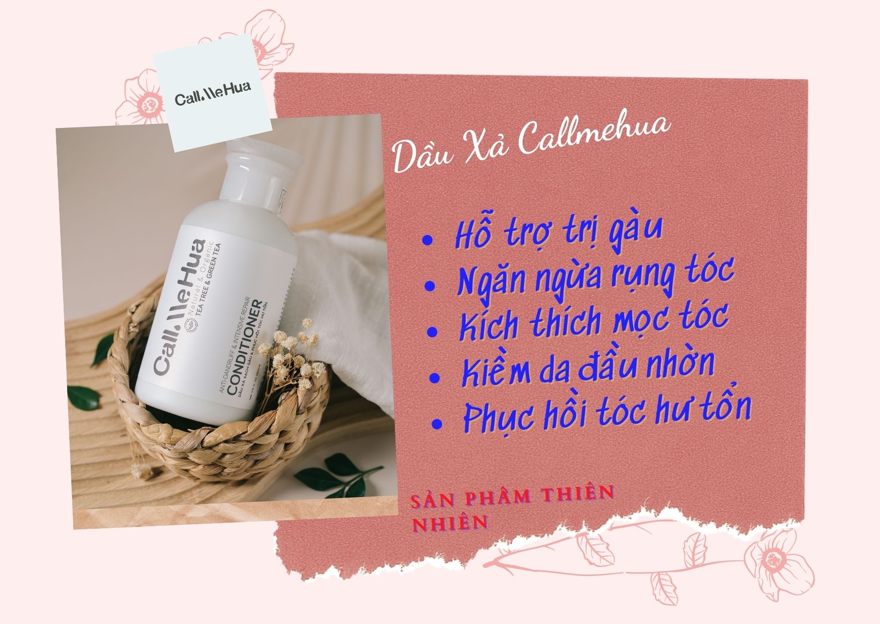  Dầu Xả Tràm Trà Giảm Gàu, Phục Hồi Tóc CallMeHua