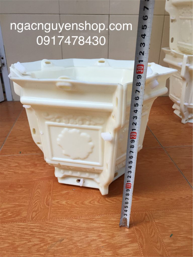 Khuôn đúc chậu lục giác rộng 30 cao 22 mẫu hoa kèm chân quỳ nhựa abs hàng dày dặn