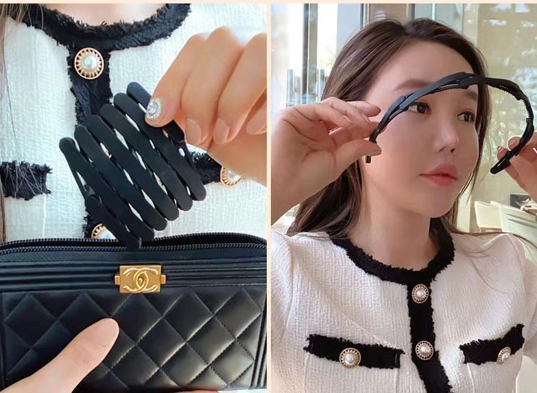 Băng Đô Nhựa Dẻo Gấp Gọn Bỏ Túi, Bờm Cài Tóc Co Giãn Tiện Lợi - Tiemcuaxu - Đen