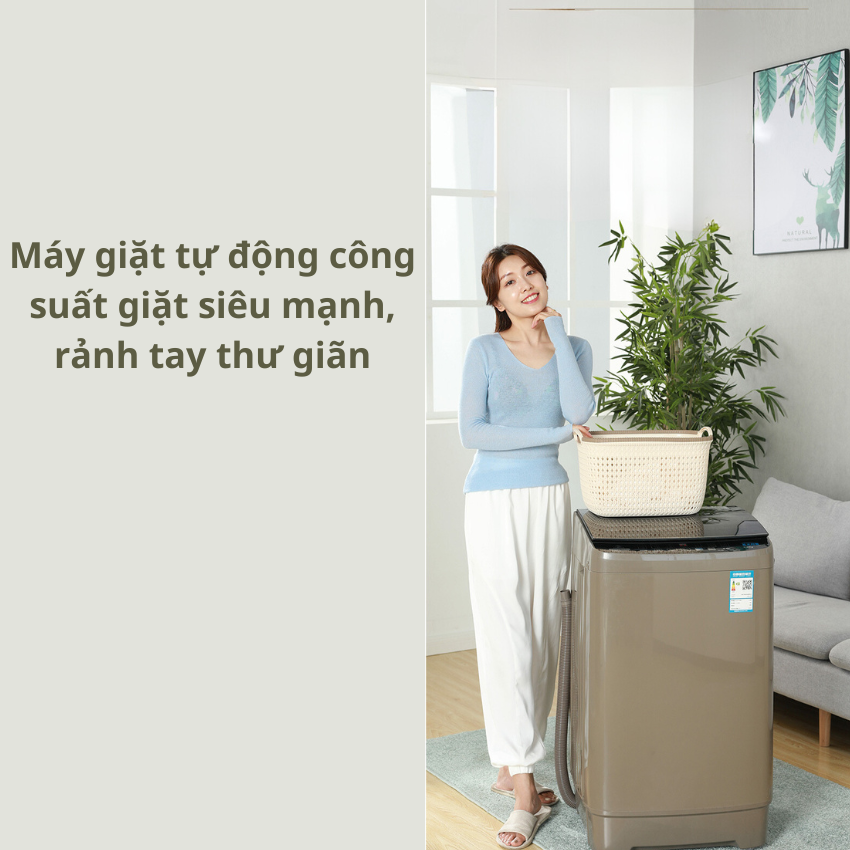 Máy Giặt Cửa Trên Tự Động 6Kg, Máy Giặt Đồ Trẻ Em Người Già Có Vắt Và Khử Khuẩn UV