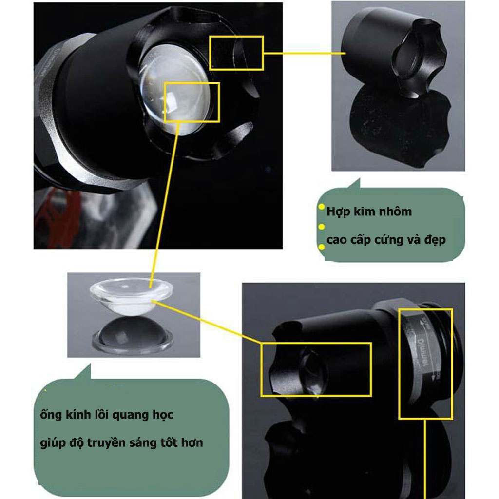 Đèn Pin LED Cầm Tay Siêu Sáng US ARMY K2 Chiếu Xa Chống Nước Tuyệt Đối Công Suất 20W -HÀNG CHÍNH HÃNG