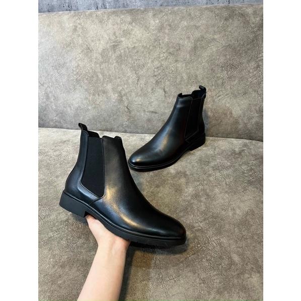 Chelsea boots nam da bò,giày bốt nam mũi tròn da bò nguyên tấm YOUTUS