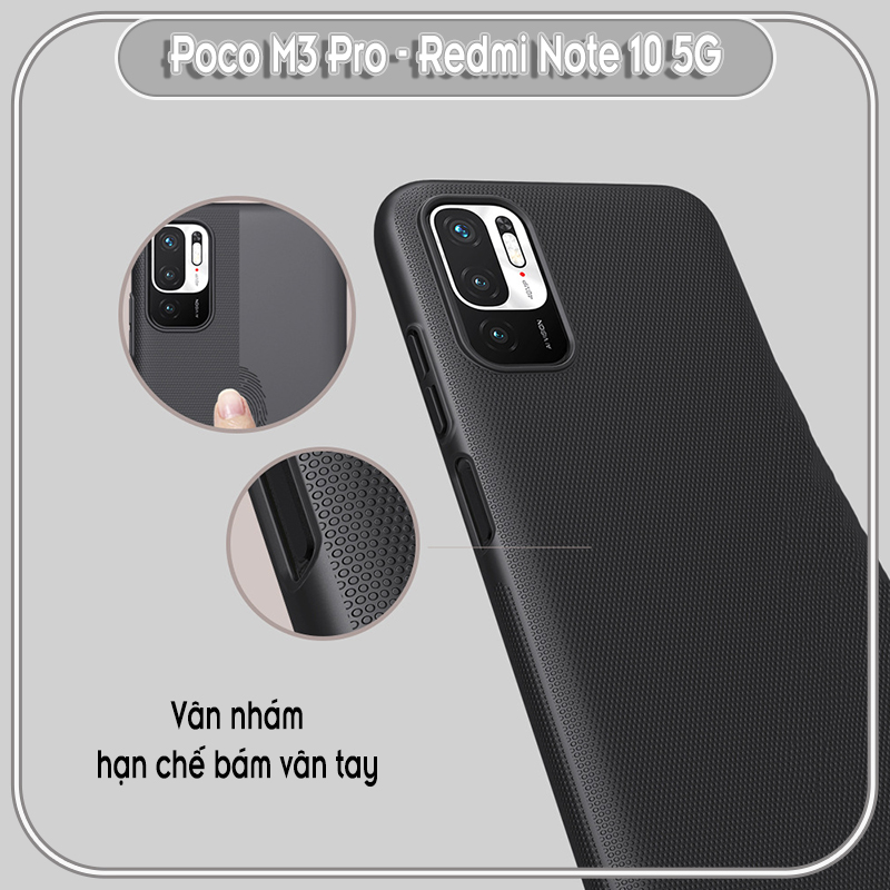 Ốp lưng cho Xiaomi Poco M3 Pro - Redmi Note 10 5G Frosted Shield nhựa PC cứng Nillkin , Vân nhám , chống vân tay - Hàng nhập khẩu