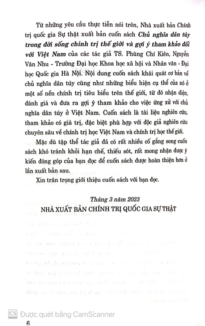 Chủ nghĩa dân túy trong đời sống chính trị thế giới và gợi ý tham khảo đối với Việt Nam