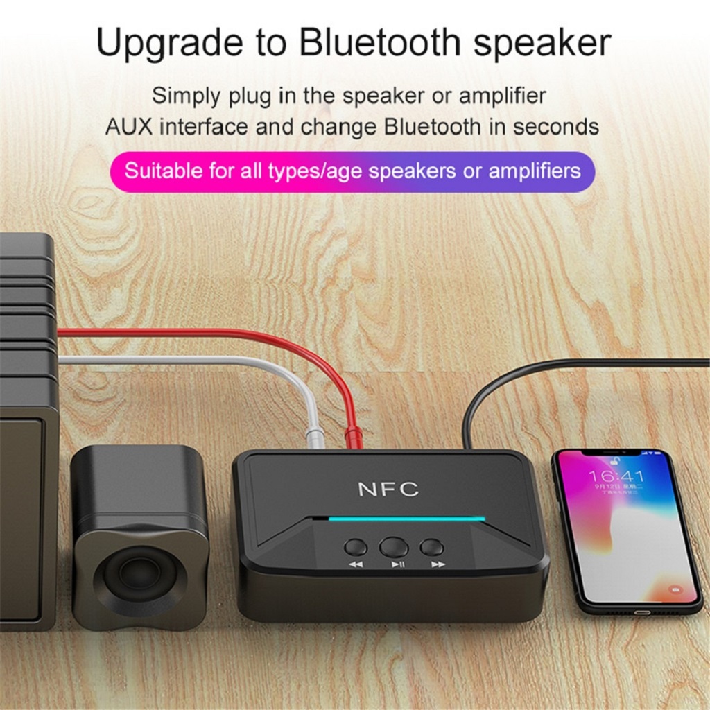 Bộ thu âm thanh bluetooth 5.0 NFC BT200, thiết bị nhận bluetooth biến loa, amply thường thành có bluetooth Music Audio Receiver - hàng chính hãng Vinetteam