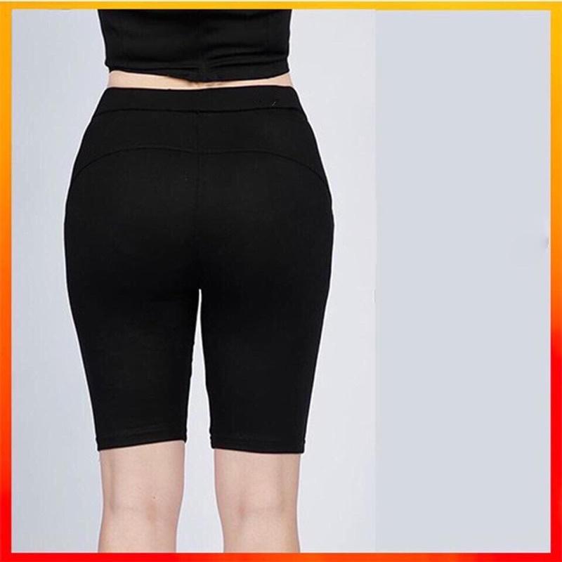 Quần legging nữ lửng đùi ngố nâng mông RAINBOW Thái, quần tập gym yoga vải cotton dày dặn min lưng cạp cao ôm body