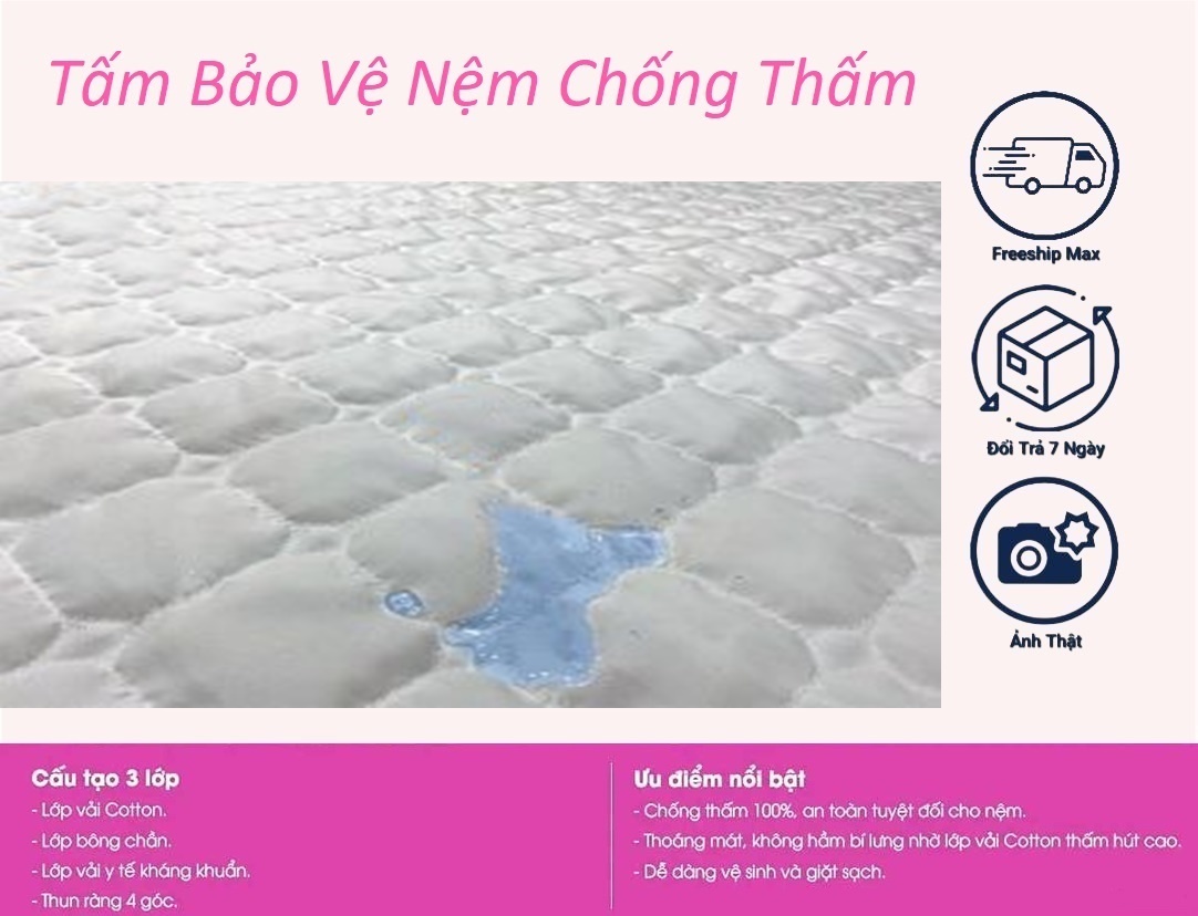 TẤM LÓT CHỐNG THẤM BẢO VỆ NỆM HÀNG KHÁCH SẠN CAO CẤP 1M/1M2/1M4/1M6/1M8/2M/2M2
