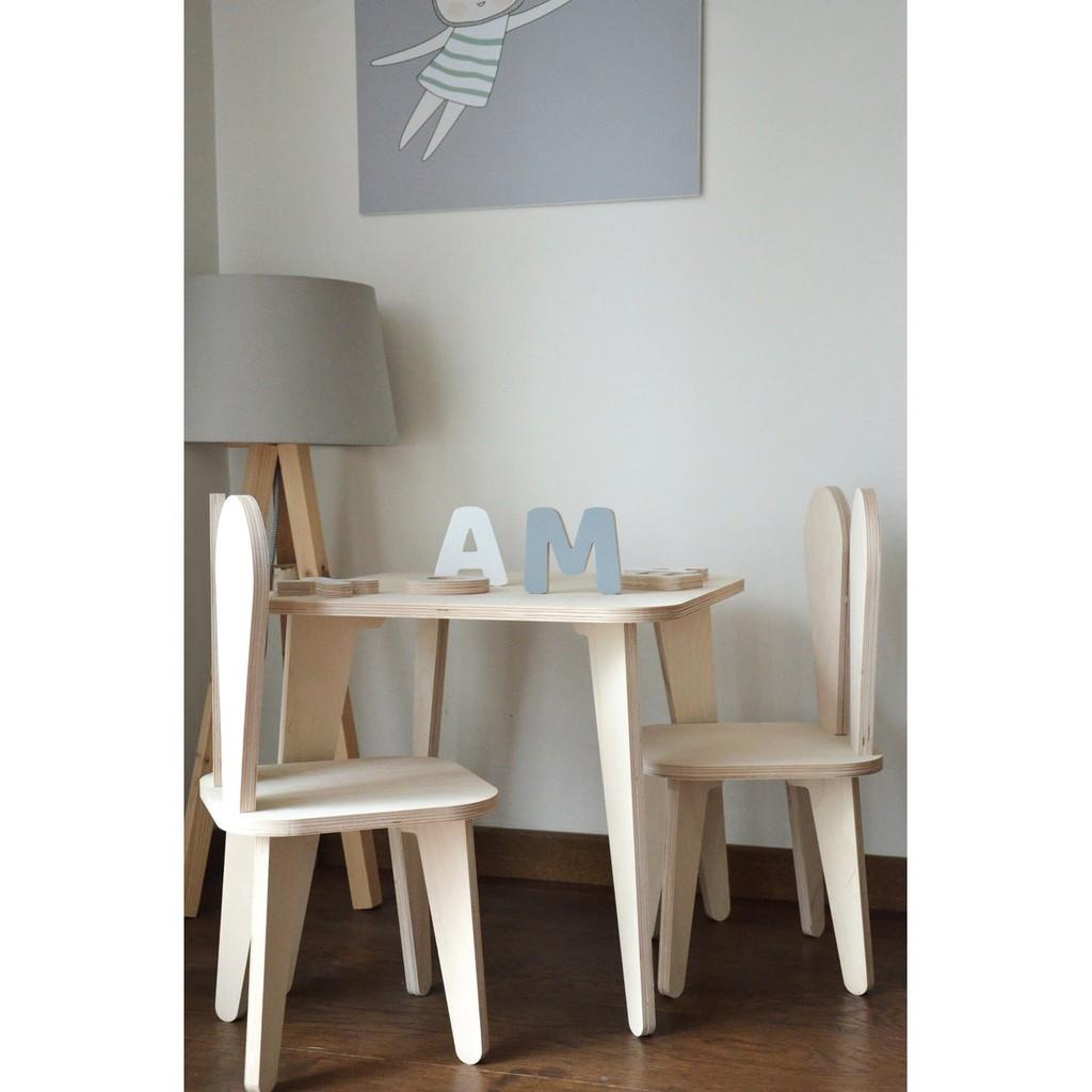 Bàn ghế gỗ cho bé - bàn ghế tai thỏ 100% gỗ tự nhiên plywood Birch tiêu chuẩn xuất khẩu Châu Âu SONO Montessori