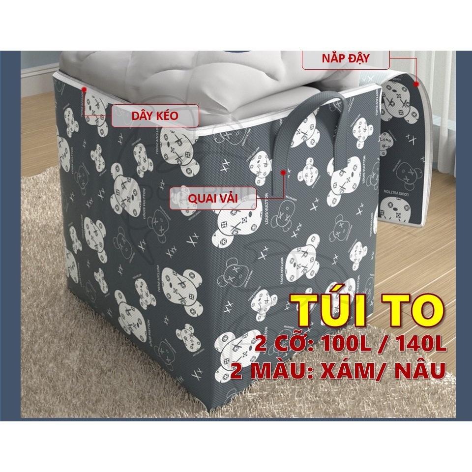 Túi Đựng Chăn Màn Cỡ Lớn AN NHIÊN Túi Vải Đựng Đồ Có Nắp Dây Kéo 2 Chiều In Họa Tiết Đẹp Sắc Nét Tiện Dụng
