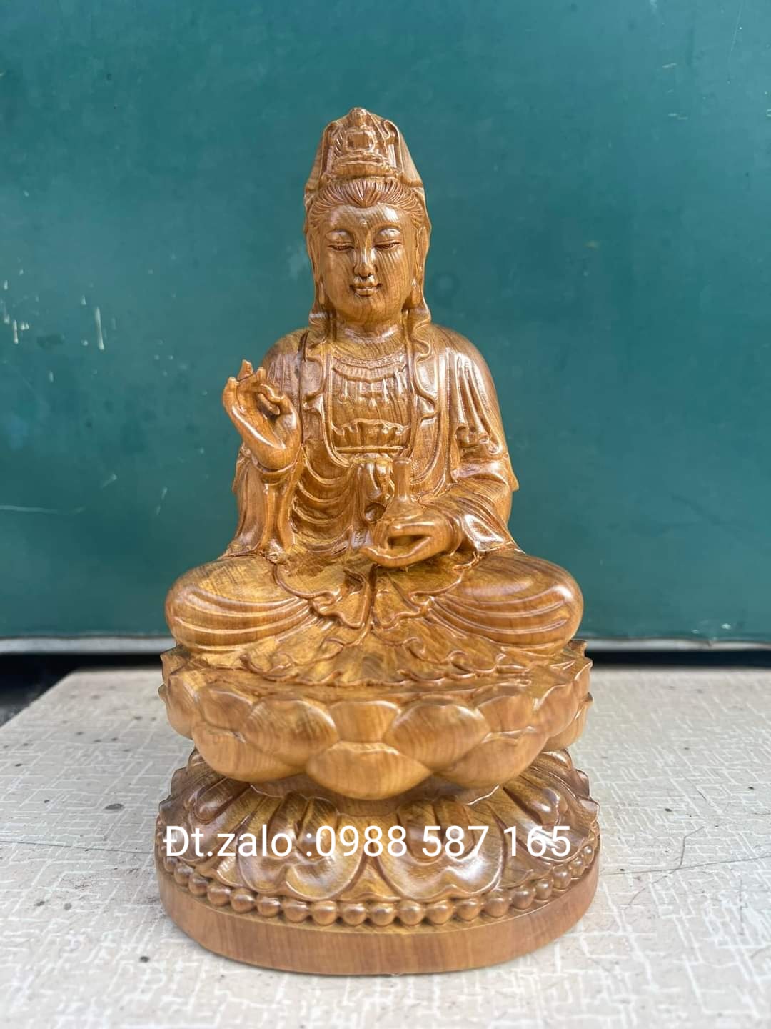 Tượng Phật A Di Đà - Phật Bà Quan Âm gỗ bách xanh để ô tô ,bàn làm việc đem lại may mắn tài lộc